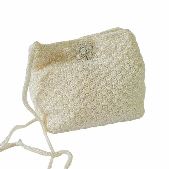 The Sak Handbags - The Sak Womens Cream Crochet Purse Bag Crossbody Zipper Closure